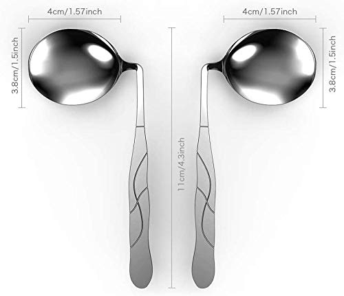 Utensilios curvos adaptables - Cuchara angulada antivibración para Personas Mayores con Artritis y discapacidad Parkinson - Ayuda alimentaria adaptativa de Acero Inoxidable Derecha-Correcto per
