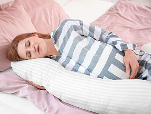 Utopia Bedding Almohada Corporal - Almohada para el Embarazo y la Maternidad - 50 x 135 cm Almohada Lateral - Tejido de Mezcla de Algodón - Relleno de Poliéster Suave