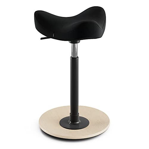 Varier Taburete Sit-Stand para mesas de Altura Regulable, Madera, Natural/Negro, 49-68 cm
