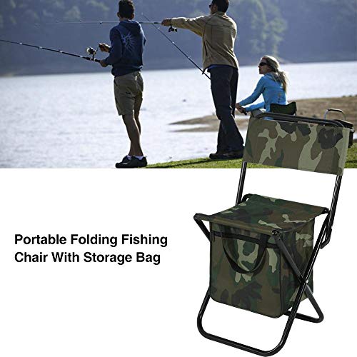Vbest life Silla de Camping Plegable Taburete Mochila con Bolsa de Picnic aislada más Fresca, Camuflaje portátil Asiento de Senderismo Bolsa de Mesa para Viajes de Pesca Interior al Aire Libre