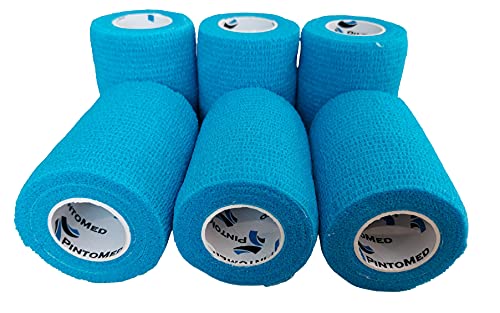Venda Cohesiva - Azul Claro - 6 rollos x 7,5 cm x 4,5 m autoadhesivo flexible vendaje, primeros auxilios, lesiones
