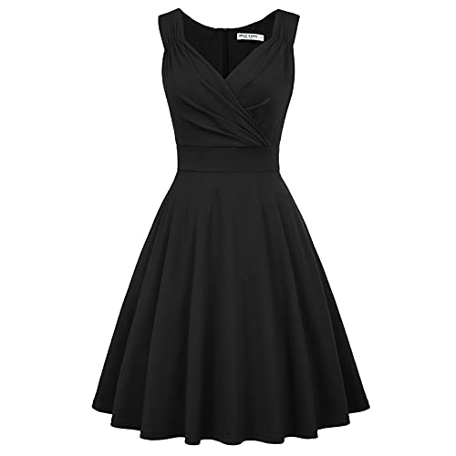 Vestido Vintage para Mujeres sin Mangas Cuello V de Fiesta Cóctel Rockabilly Clásico 2XL CL010698-1