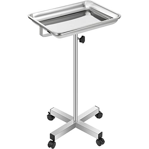 VEVOR Bandeja Quirúrgica de Acero Inoxidable Carro, 82-130 cm Carro de Bandeja Quirúrgica de Acero Inoxidable con Rueda Universal 10 kg Carro Rodante para Quirófano Carro Rodante Médico para Quirófano