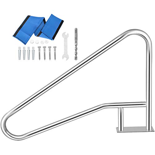 VEVOR Pool Pool handtag rostfritt stål 137 x 91,4 cm Pool ledstång Ø 4,8 cm handtag båge Med 113 kg lastkapacitet poolstege Med handtagskåpa Perfekt för sneda Lager SPA vattenpark