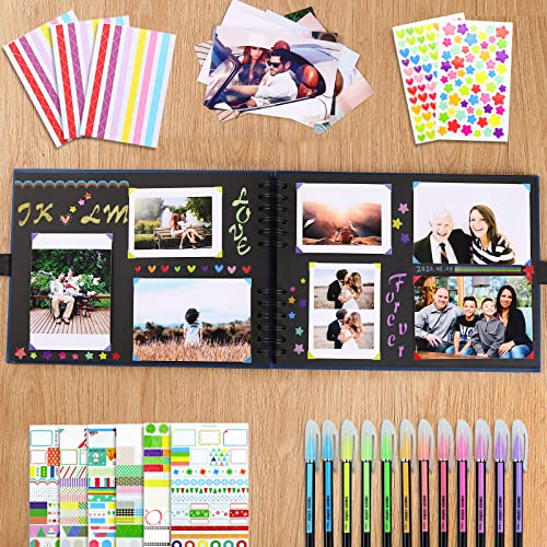 Vienrose Álbum de Fotos Scrapbook 10x15 para Pegar y Escribir 80 Negra páginas DIY Regalos de Boda Aniversario Bebé Cumpleanos Familiares,29x22 cm