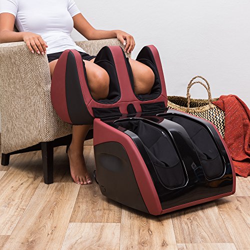 VITALZEN® PLUS Masajeador de pies, piernas, rodillas y muslos - Rojo (modelo 2021) – Aparato de masaje electrico con presoterapia,calor,amasamiento,reflexología - Garantía 2 Años