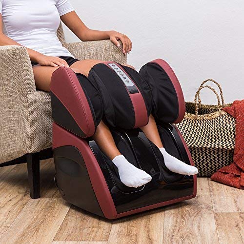 VITALZEN® PLUS Masajeador de pies, piernas, rodillas y muslos - Rojo (modelo 2021) – Aparato de masaje electrico con presoterapia,calor,amasamiento,reflexología - Garantía 2 Años