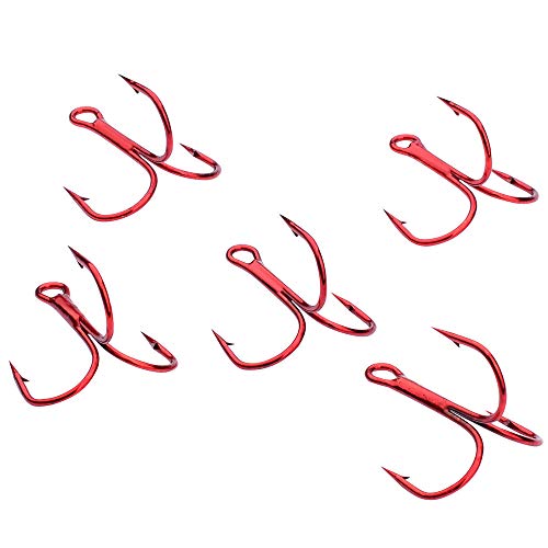 Vlook 200 pzas Redondas de Gancho de Pesca, Acero de Alto Carbono 3 Gancho Curvado, Resistente y Resistente a la corrosión, para Pesca de Agua Salada, tamaño 2#, Rojo