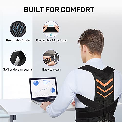 VOKKA Corrector de Postura Apoyo Completo,Hombre y Mujer,Soporte Columna/Espalda,Totalmente Ajustable, Transpirable,Cómodo Enderezador Clavícula,Alivio Dolor Cuello/Espalda, Hombros,Negro