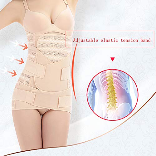 WANYIG Faja Postparto Reductora Mujer 3 en 1 Transpirable Elástico Recuperación Post-Parto Vientre/Cintura/Soporte Pélvico Cinturón Transpirable Elástico (Beige, M)