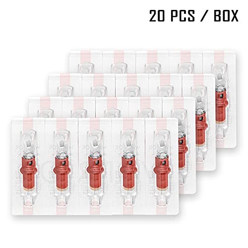 WARRIOR Agujas de tatuaje profesionales rojas esterilizadas con cartucho de aguja de tatuaje Eo Gas Curve Magnum 20 piezas de maquillaje permanente desechable de acero quirúrgico (RED-1009CM)