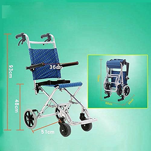 WBJLG sillas de Ruedas Silla de Ruedas portátil Scooter Silla de Ruedas Plegable Silla de Ruedas para Personas Mayores Los Aviones Pueden soportar Cien kilogramos para Personas con Movilidad reduc