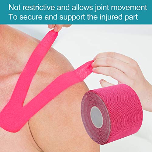 Weiyiroty Cinta Deportiva de rayón para aliviar el Dolor, Cinta de Fisioterapia, para Rodillas, Tobillos, Soporte para articulaciones, Hombro(Pink, 5CM X 5M)