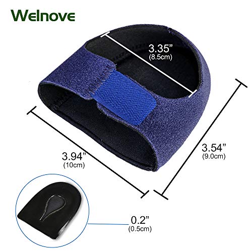 Welnove - Protectores de talón, almohadillas de talón, soporte para el talón para aliviar el dolor de talón de la fascitis plantar, estímulo del talón, tendinitis, talones agrietados