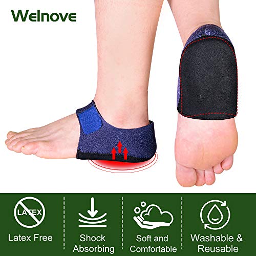 Welnove - Protectores de talón, almohadillas de talón, soporte para el talón para aliviar el dolor de talón de la fascitis plantar, estímulo del talón, tendinitis, talones agrietados