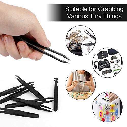 Winfred 8 Pcs Pinzas de Precisión, Pinzas Antiestáticas de Punta, Tweezers ESD Anti-Estáticas para Electrónicas, Reparar Teléfonos Móviles, Joyería, Laboratorio o Cosmetología