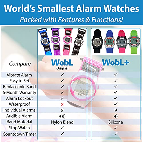 WobL - Azul 8 Alarm Reloj Recordatorio Vibratorio