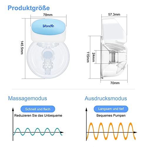 Wondfo Extractor de leche eléctrico portátil para lactancia con modo de masaje Extractor de leche portátil silencioso recargable para uso en el trabajo en casa (180 ml, 24 mm)