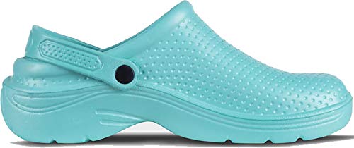 Work Team Zueco Sanitario EVA, Ultraligero, con Plantilla Ergonómica. Anatómico, con Cámara ortopédica, Suave para los pies. Unisex Turquesa 40/41