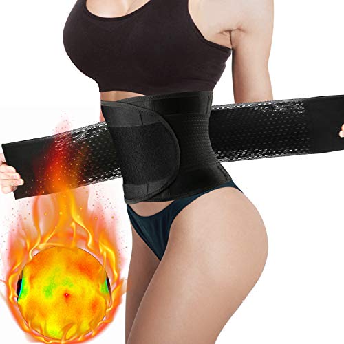 WOSTOO Cintura Entrenador Mujer y Hombre, Mujer Fajas Lumbar Adelgazantes Faja Cinturón Lumbar Abdominal Abdomen Doble Adjustable para Deporte Fitness - Negro
