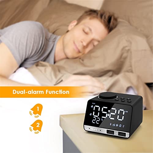 WYGC Reloj Despertador Digital Bluetooth Altavoz Despertador Radio Dar El Teléfono Plano Carga Música Reloj Monitor Despertador Electronico Reloj De Escritorio Despertador electronico (Color : Black)