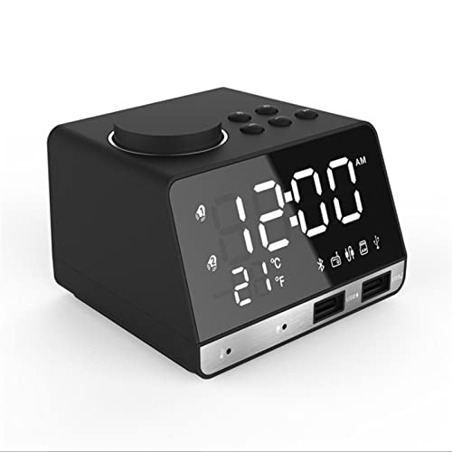 WYGC Reloj Despertador Digital Bluetooth Altavoz Despertador Radio Dar El Teléfono Plano Carga Música Reloj Monitor Despertador Electronico Reloj De Escritorio Despertador electronico (Color : Black)