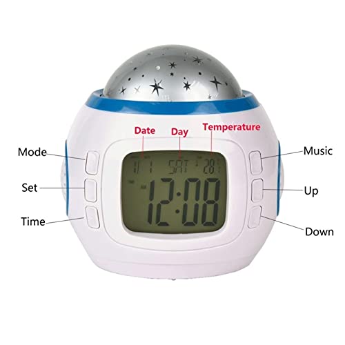 WYGC Reloj Despertador Digital， Multifuncion Mini Música Cielo Estrellado Reloj Luminoso Niño Mudo Pequeño Despertador Estudiante Electrónico Proyección Despertador Despertador electronico