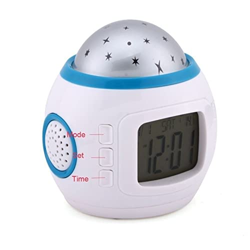 WYGC Reloj Despertador Digital， Multifuncion Mini Música Cielo Estrellado Reloj Luminoso Niño Mudo Pequeño Despertador Estudiante Electrónico Proyección Despertador Despertador electronico