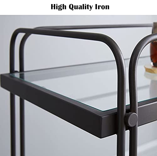 XIANGE100-SHOP Carretillas Rolling Kitchen Island Sirviendo Carro de Bebidas Modernas Carro de Cristal Templado con encimera de Vidrio de 2 Niveles de Almacenamiento con Ruedas con Llave (Size : C)