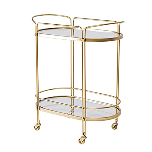 XIANGE100-SHOP Carretillas Rolling Kitchen Island Sirviendo Carro de Bebidas Modernas Carro de Cristal Templado con encimera de Vidrio de 2 Niveles de Almacenamiento con Ruedas con Llave (Size : C)