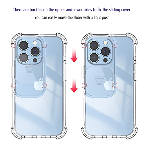 XTCASE Funda para iPhone 13 Pro, Protección de la Cámara Transparente Carcasa Cubierta de Cámara Deslizante Proteger Ultra-Fina Híbrida PC + TPU Anti-Choque Anti-arañazos