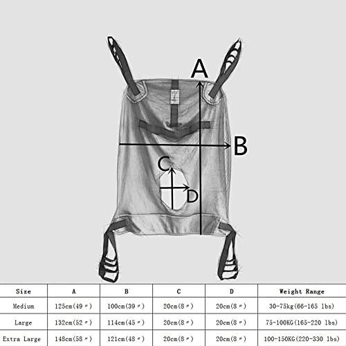 XYEJL Cinturón De Transferencia Arnés Elevación Paciente Cuerpo Completo,Grúa De Paciente,Eslinga De Elevación con Altura Ajustable, para Anciano,Discapacitado,Carga MáXima 230 Kg,XL