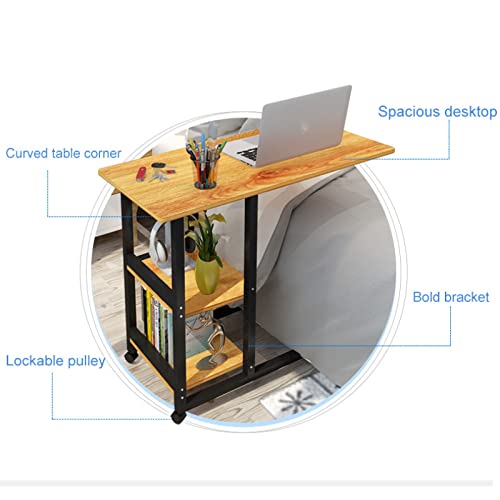 YAHAO Mesa de sobre Cama con Ruedas, Mesa Auxiliar, Mesa Auxiliar extraíble, Mesa de Estilo C, mesita de Noche para el hogar/habitación/Oficina con Marco de Metal