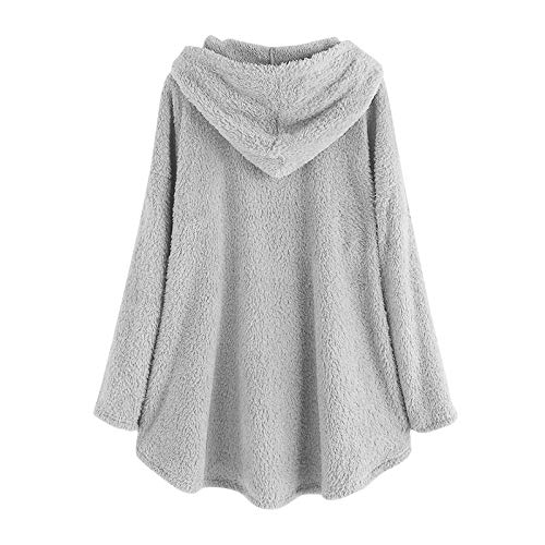 YANFANG Sudadera con Capucha para Mujer Abrigo Chaqueta Caliente y Esponjoso Flannel Tipo Manta Mujeres Fleece Bordado Oreja de Gato Tallas grandesBolsillo Superior Suéter Blusa