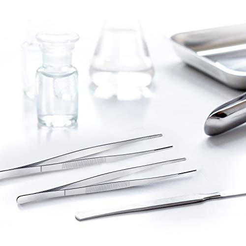 Yaomiao 4 Packs 12 Pulgadas de Pinza Fina, Pinza de Cocina de Acero Inoxidable con Punta Dentada de Precisión para Cocina, Reparación, Medicina, Belleza y Marisco