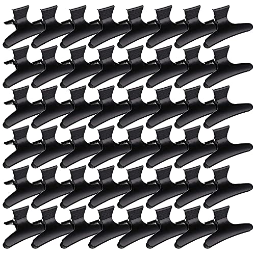 Yesland 48 pinzas para el pelo con diseño de mariposas, color negro, para peluquería, accesorios de peinado, pinzas antideslizantes para peluquería, para peinar, cortar y teñir el pelo