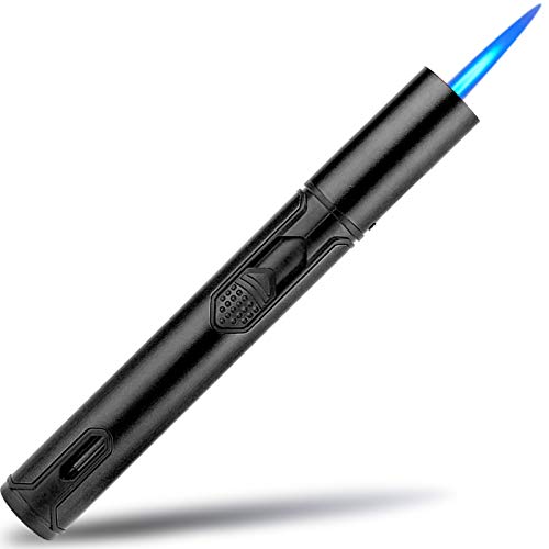 Yeuligo Gas Mechero, Mechero Soplete Recargable a Butano, a Prueba de Viento Encendedor de Palo Largo para Velas, Cocina, Camping, Barbacoa, Chimenea. (Vendido sin Gas) (Negro)