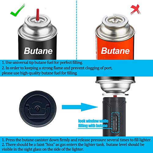 Yeuligo Gas Mechero, Mechero Soplete Recargable a Butano, a Prueba de Viento Encendedor de Palo Largo para Velas, Cocina, Camping, Barbacoa, Chimenea. (Vendido sin Gas) (Negro)
