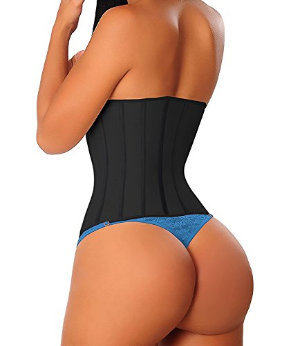 YIANNA Faja Reductora Mujer Largo Torso Waist Trainer Corset Reductor Fajas Colombianas Moldeadoras Lumbar Latex Negro, 110688 Size M