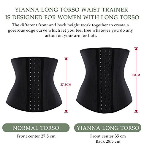 YIANNA Faja Reductora Mujer Largo Torso Waist Trainer Corset Reductor Fajas Colombianas Moldeadoras Lumbar Latex Negro, 110688 Size M