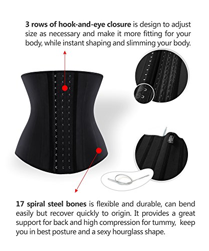 YIANNA Faja Reductora Mujer Largo Torso Waist Trainer Corset Reductor Fajas Colombianas Moldeadoras Lumbar Latex Negro, 110688 Size M