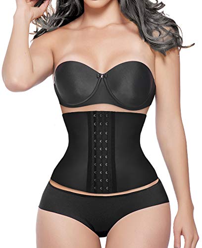 YIANNA Fajas Reductoras Adelgazante Mujer Waist Trainer Corset Reductor Cinturilla Moldeadora Latex Corsé Colombianas Negro, YA110206 Size XS