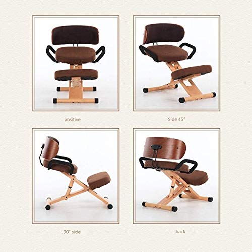 YLJYJ Sillas de Rodillas Silla de Oficina ergonómica Mobiliario de Estudio para aliviar la Fatiga Taburete ortopédico Regulable en Altura con Respaldo con asa (Color: Rojo)