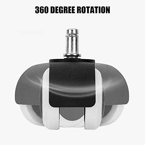 Yuirshion Ruedas para Silla de Oficina Giratoria de 11MM,Set de 5 Ruedas de 65MM de diámetro,Ueda de Repuesto Universal para Suelos de Alfombra Madera Dura,Rodamiento Rápido y Silencioso,Blanco