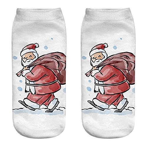 YWLINK Moda Calcetines De Navidad Suave Y Transpirable Calcetines De AlgodóN Lindos ImpresióN En 3d Medias Calcetines De Dibujos Animados Deportivos Regalo Calcetines De Tobillo (A, Talla única)