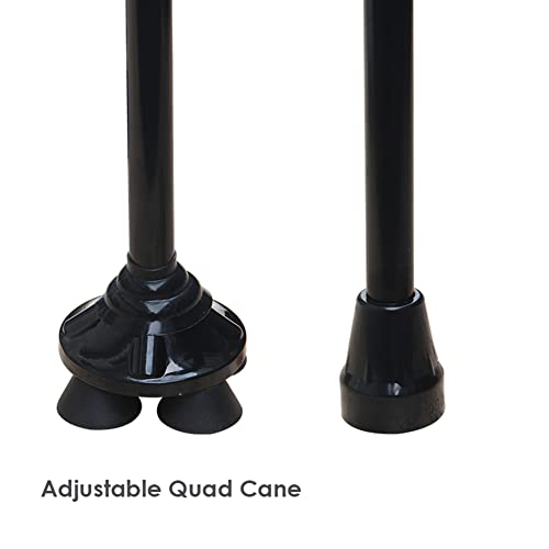 YXW Bastón Cuatro Patas Ajustable Plegable, muleta inglés ergonómica Ajustable para el antebrazo, bastón de Aluminio para Adultos para Hombres, Mujeres, Negro, 1 Unidad