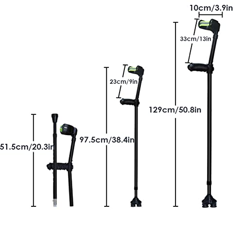 YXW Bastón Cuatro Patas Ajustable Plegable, muleta inglés ergonómica Ajustable para el antebrazo, bastón de Aluminio para Adultos para Hombres, Mujeres, Negro, 1 Unidad
