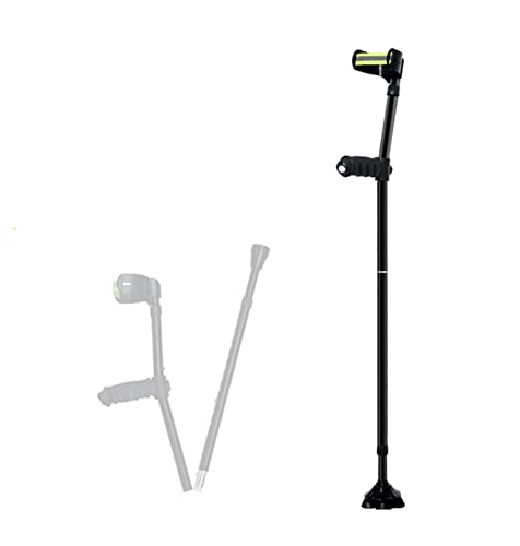 YXW Bastón Cuatro Patas Ajustable Plegable, muleta inglés ergonómica Ajustable para el antebrazo, bastón de Aluminio para Adultos para Hombres, Mujeres, Negro, 1 Unidad