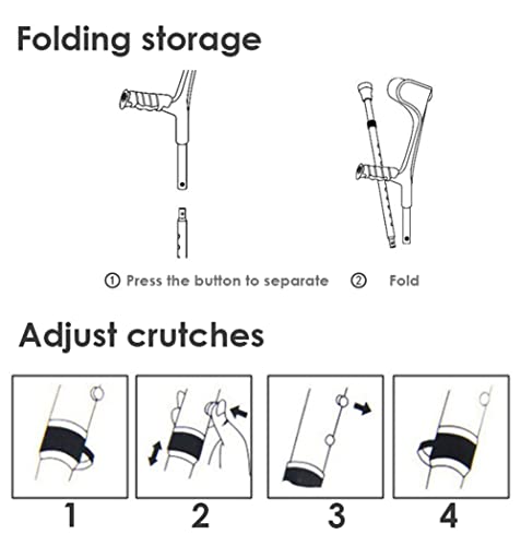 YXW Bastón Cuatro Patas Ajustable Plegable, muleta inglés ergonómica Ajustable para el antebrazo, bastón de Aluminio para Adultos para Hombres, Mujeres, Negro, 1 Unidad