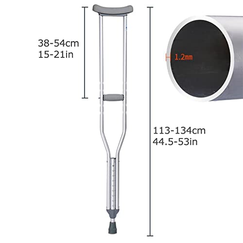 YXW Juego De 2 Muletas para Caminar, Muletas Axilares, Bastón Ortopédico Médico Ajustable, S/M/L (Carga Máxima De 130 Kg) (Size : Medium 113-134cm)